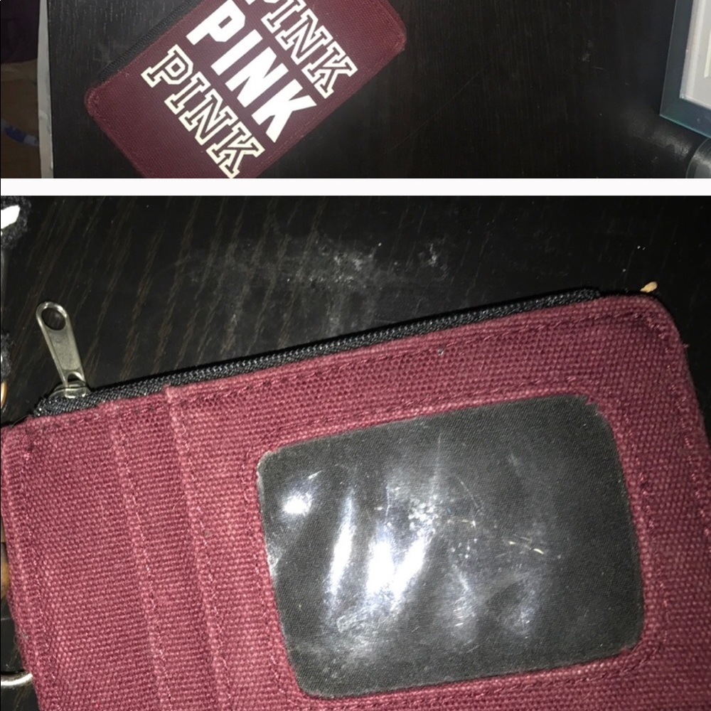 Id wallet lanyard pink maroon
